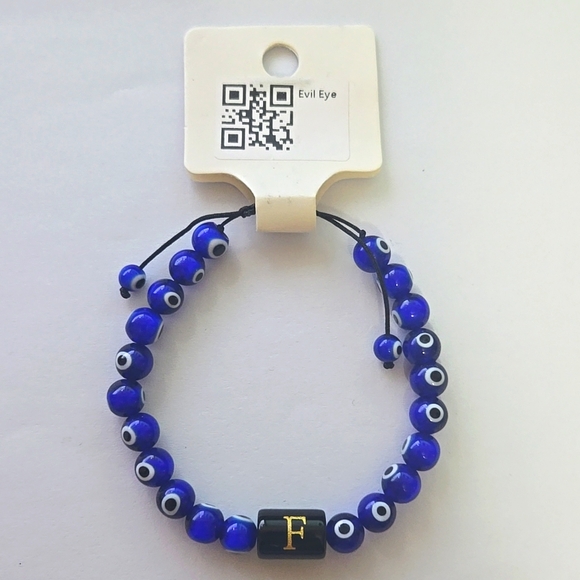Evil Eye Gem Stone Bracelet Letter F - Picture 1 of 1